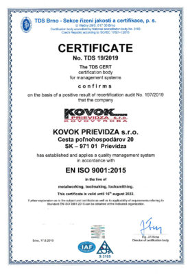 ČSN EN ISO 9001:2016 ČSN EN ISO 3834-2:2005 2str.